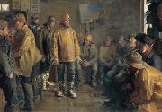 Michael Ancher In the grocery store on a winter day when there is no fishing oil painting reproduction